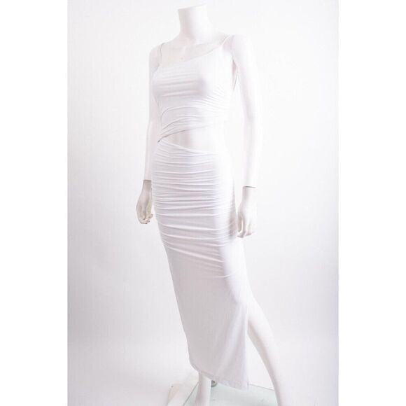 Zara Womens Midi Dress S White Asymmetric Fitted Cutout Sleeveless 3641/808 NWT - Picture 4 of 6
